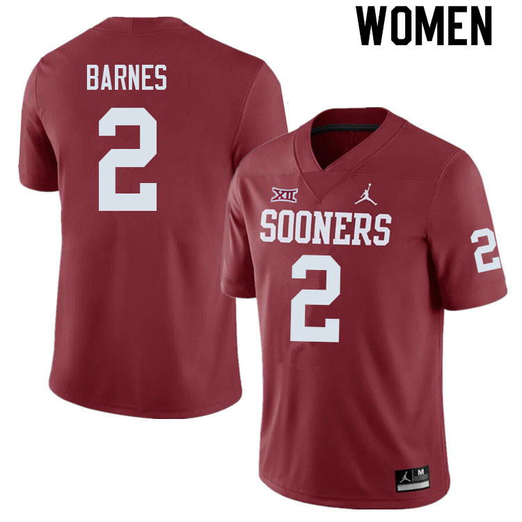 Women #2 Jovantae Barnes Oklahoma Sooners College Football Jerseys Sale-Crimson